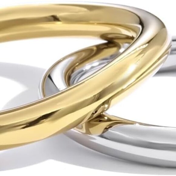 Water-Resistant 18K Gold Plated Women’s Rings - Chunky Layered Stackable Design - Picture 1 of 7